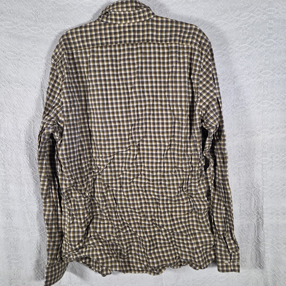 Banana Republic Plaid Button Down Mens XL Tall Black Fern Untucked Fit Casual - Picture 8 of 10